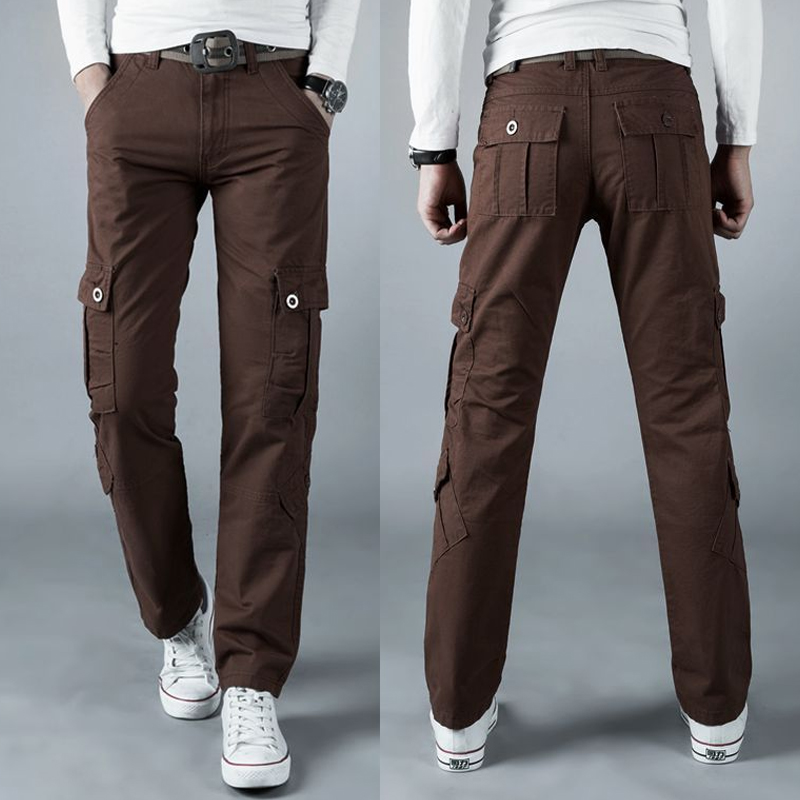Street Fashion Harajuku - Pantalon cargo monochrome pour homme, poches