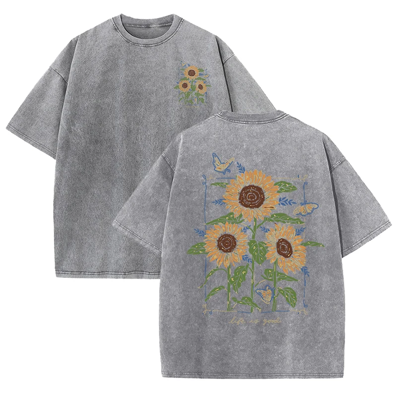 Street Fashion Shanghai - T-shirt unisexe imprimé tournesol, doux, 100%
