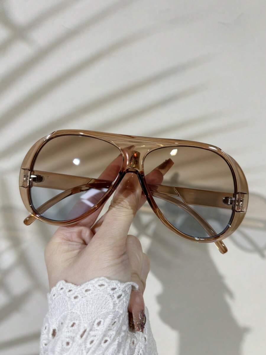 Street Fashion High End - Lunettes de soleil carrées surdimensionnées vintage,