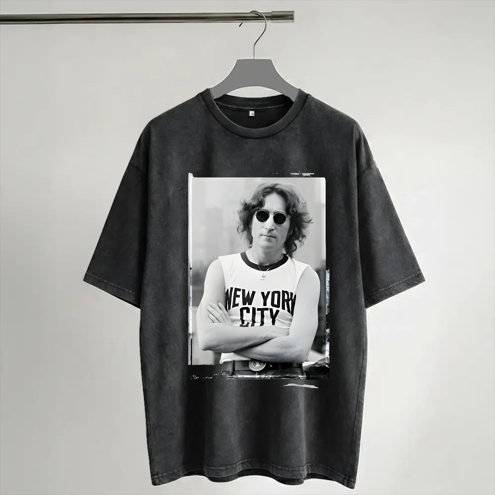 Street Fashion Of New York - Chemise délavée Harajuku John Lennon 1972