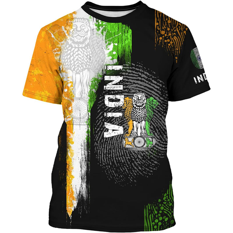 Street Fashion India - T-shirt imprimé drapeau indien pour hommes,