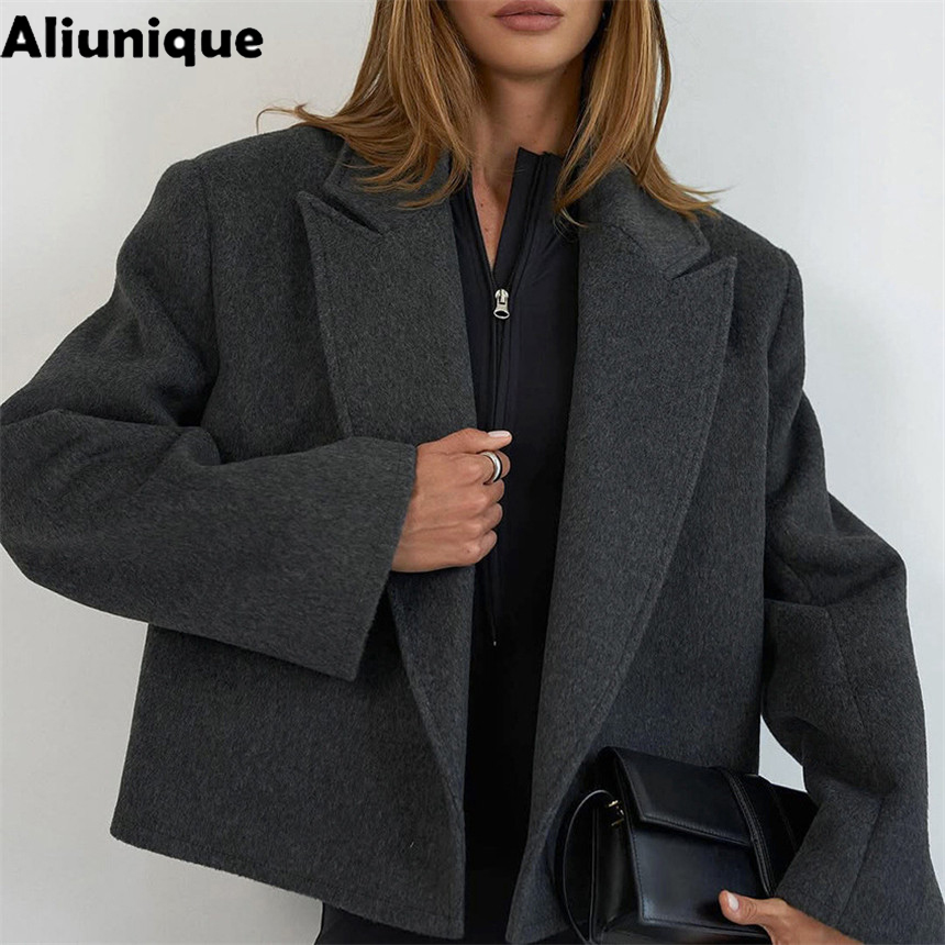 Street Fashion High End - Blazer court en laine pour femme,
