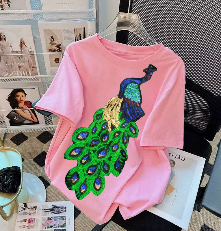 Street Fashion Shanghai - Mode coréenne rose broderie ours perles