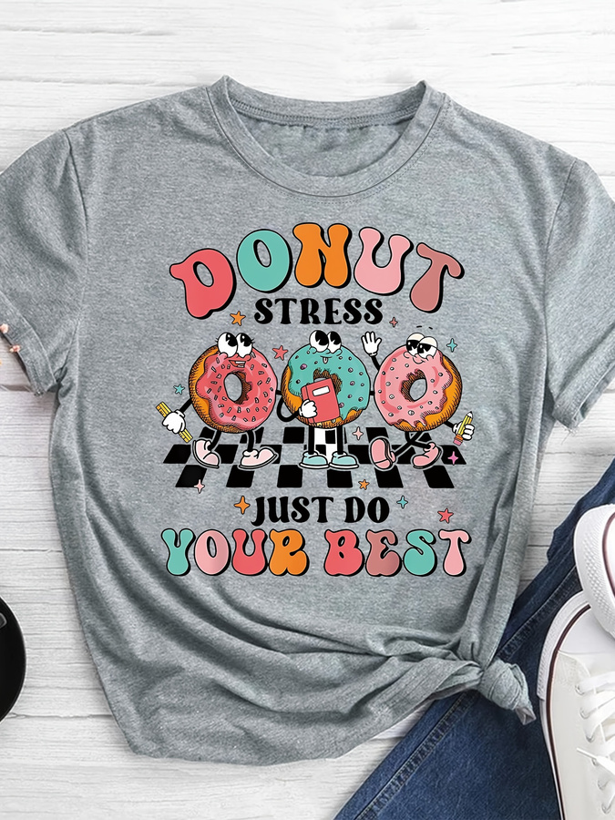 Italy Fashion Street - T-shirt imprimé dessin animé Donut, haut