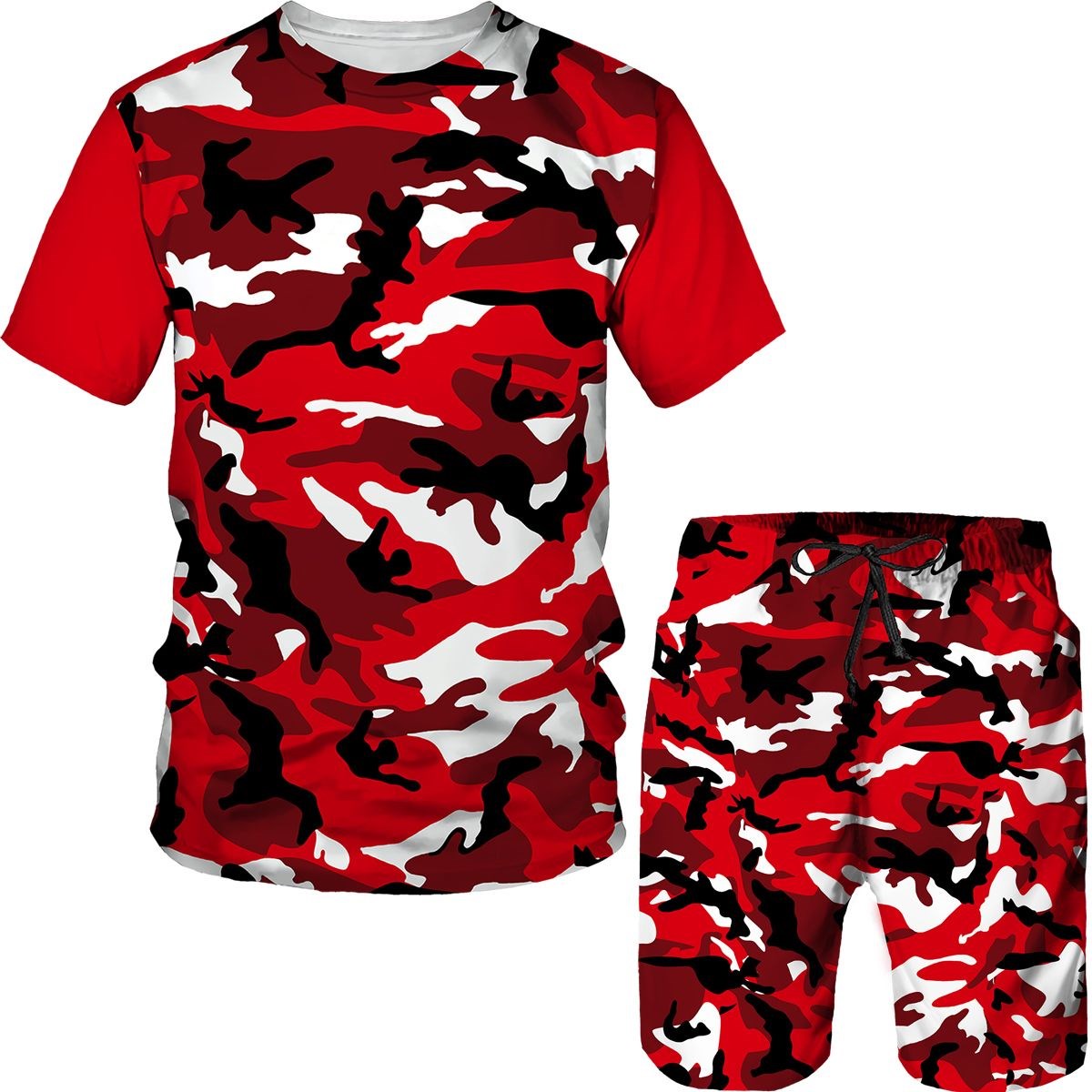 Camo Pattern Set - CamSolomon-Économie et shorts College camouflage 3D