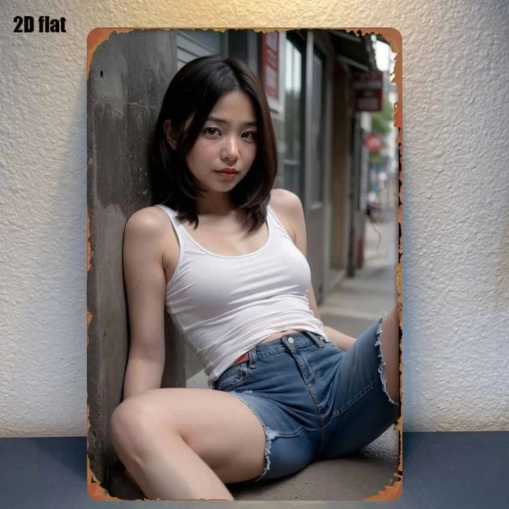 Asian Street Fashion Girls - Nouvelle Décoration Murale Métallique HD Tendance