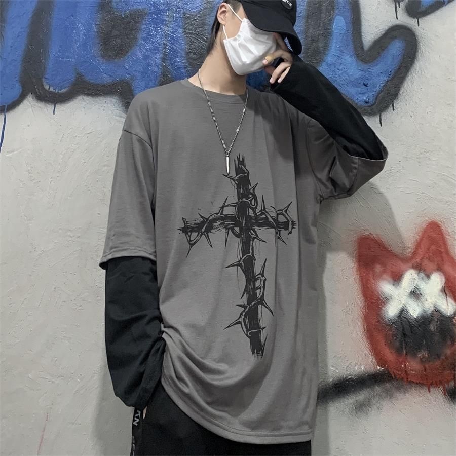 Street Fashion India - T-shirt Grunge à manches longues pour