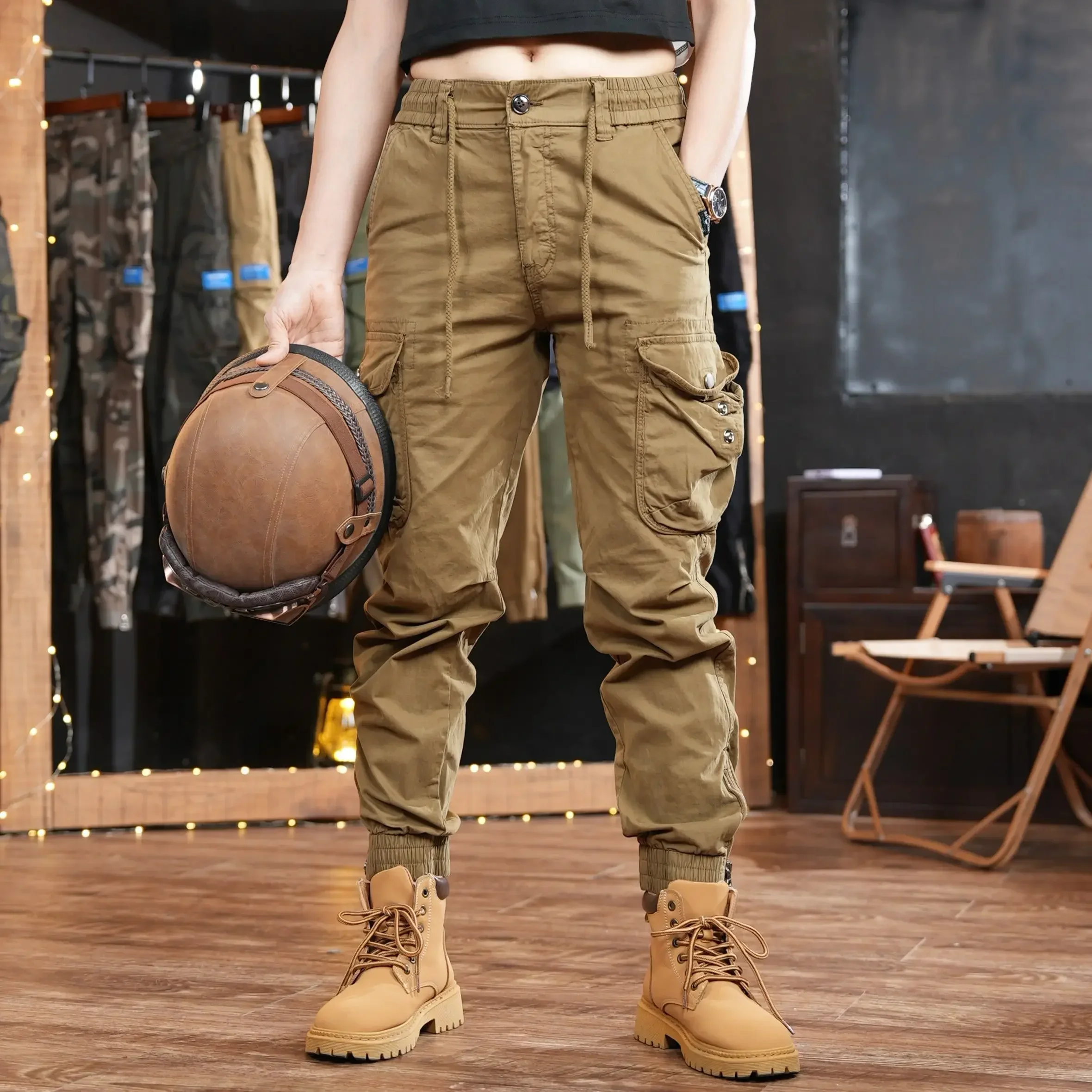 Street Fashion Harajuku - Pantalon Cargo d'extérieur multi-poches pour hommes,
