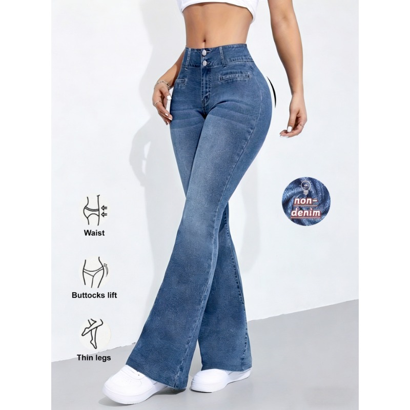 Nouveau pantalon évasé en imit - Street Fashion Shanghai avis et prix