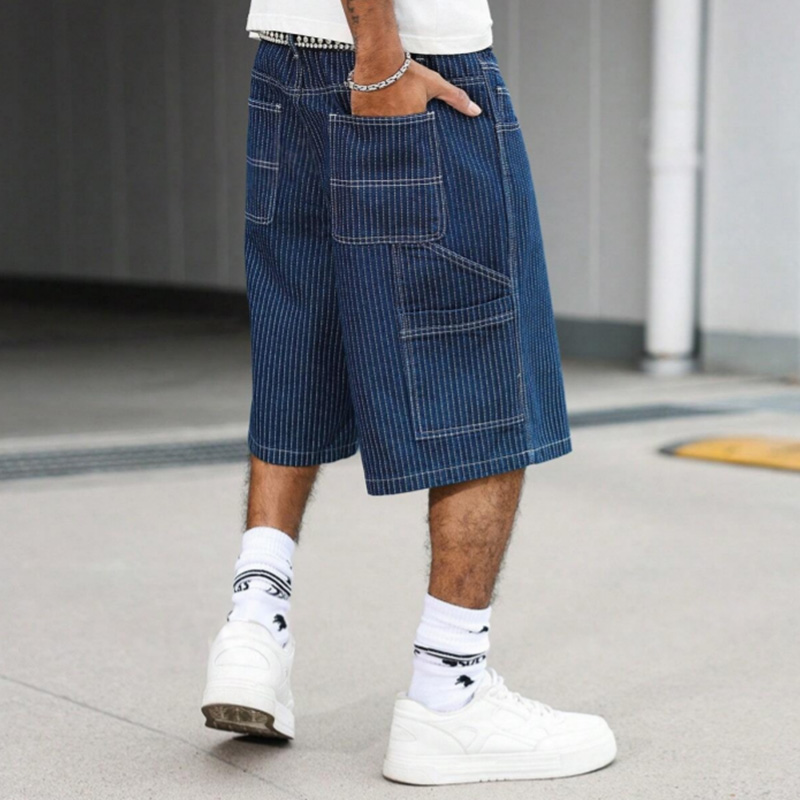 Shorts en jean baggy à rayures - Street Fashion Art avis et prix