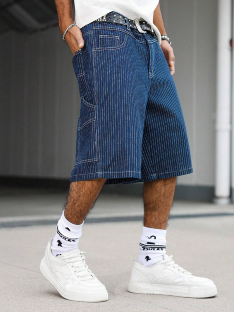 Shorts en jean baggy à rayures - Street Fashion Art avis et prix